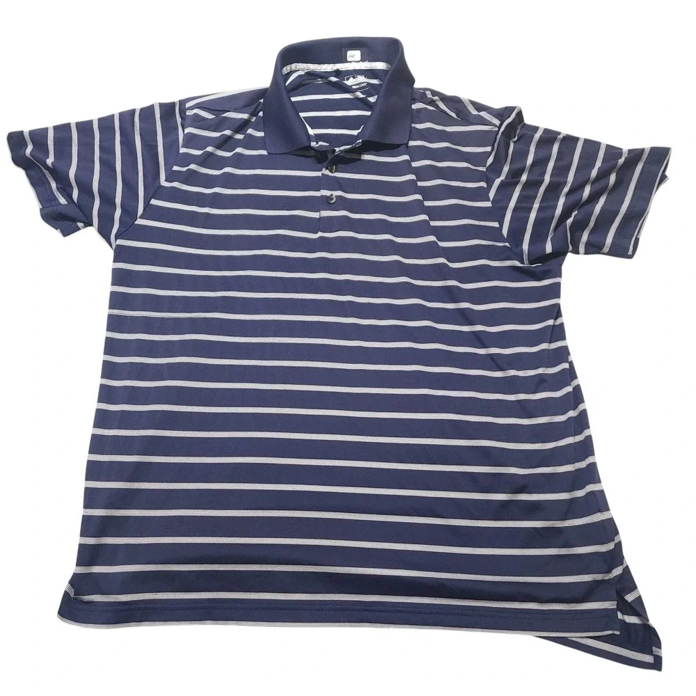 adidas Climacool Polo Shirt Mens XL Blue Striped Golf Performance Lightweight